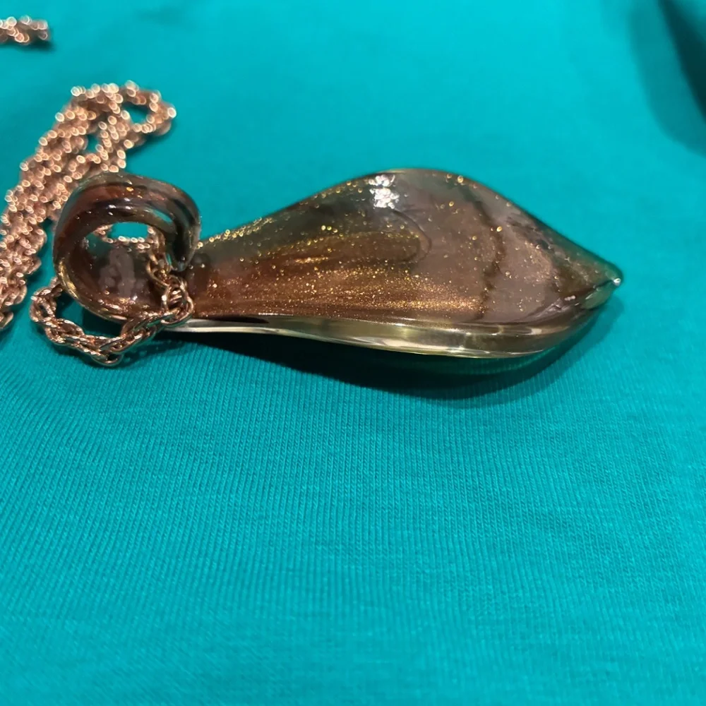 Hand Blown Sparkle Glass Pendant Collar Necklace - Picture 3 of 4